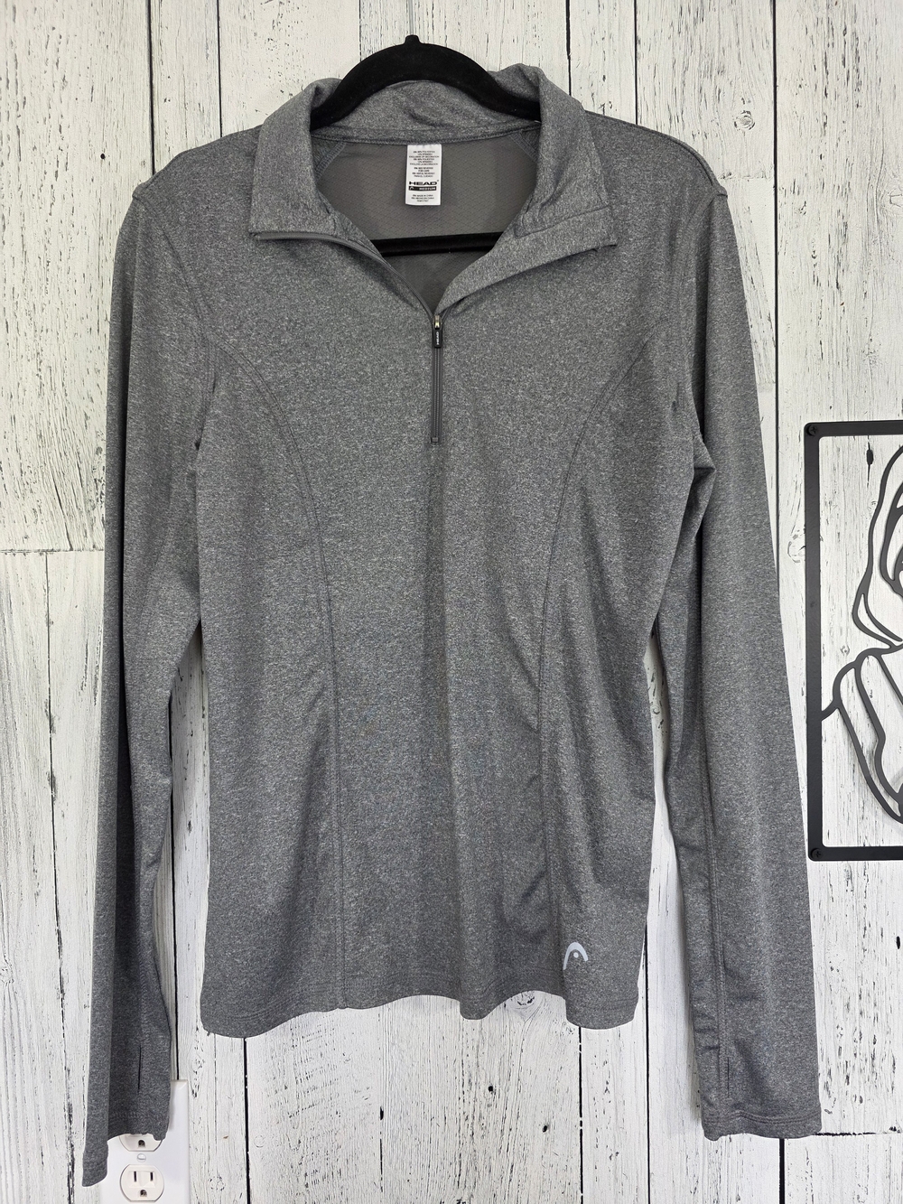 HEAD Women’s Grey Quarter Zip Athletic Pullover Size Medium Gym Wear Running